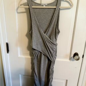 Standard James Perse Gray Sleeveless Stretch Wrap Dress with Ruching
